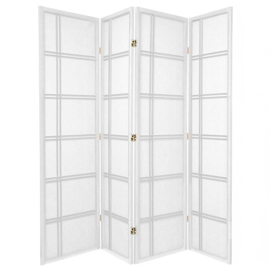 Cross Room Divider Screen White 4 Panel