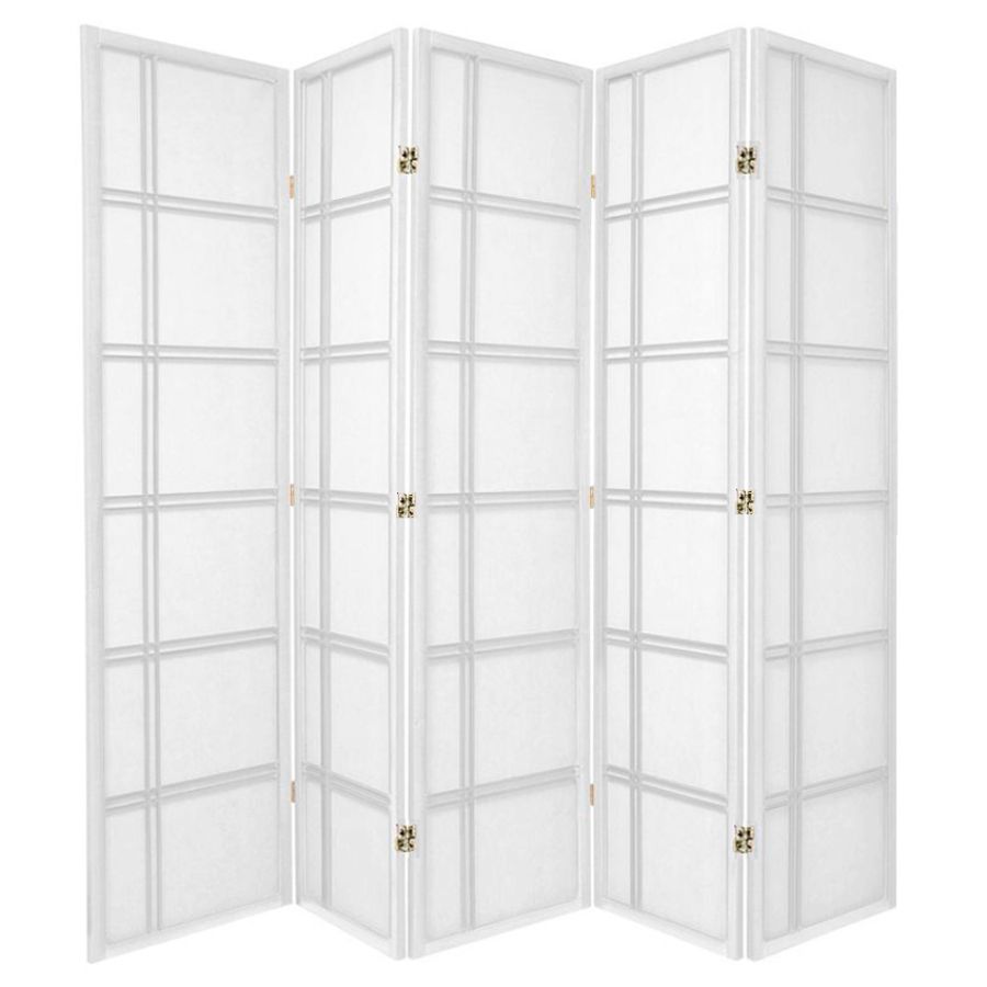 Cross Room Divider Screen White 5 Panel