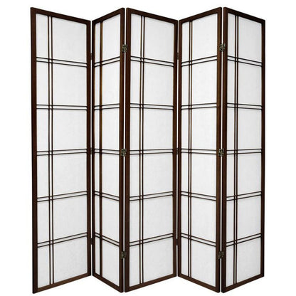 Cross Room Divider Screen Brown 5 Panel