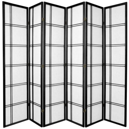 Cross Room Divider Screen Black 6 Panel