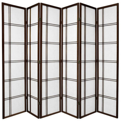 Cross Room Divider Screen Brown 6 Panel