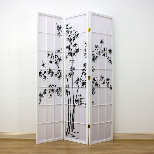 Zen Garden Room Divider Screen White 3 Panel