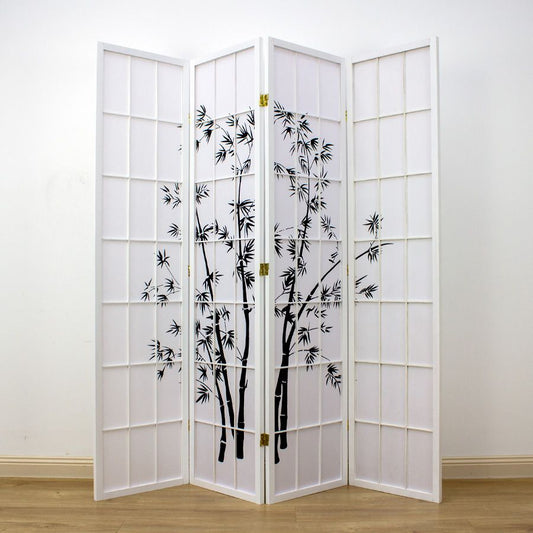 Zen Garden Room Divider Screen White 4 Panel