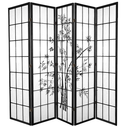 Zen Garden Room Divider Screen Black 5 Panel