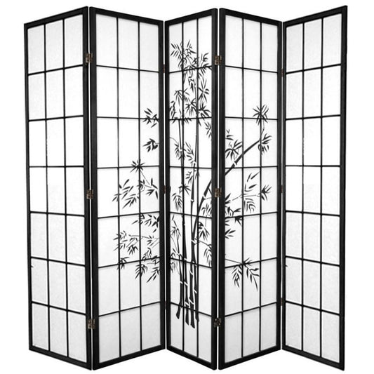 Zen Garden Room Divider Screen Black 5 Panel