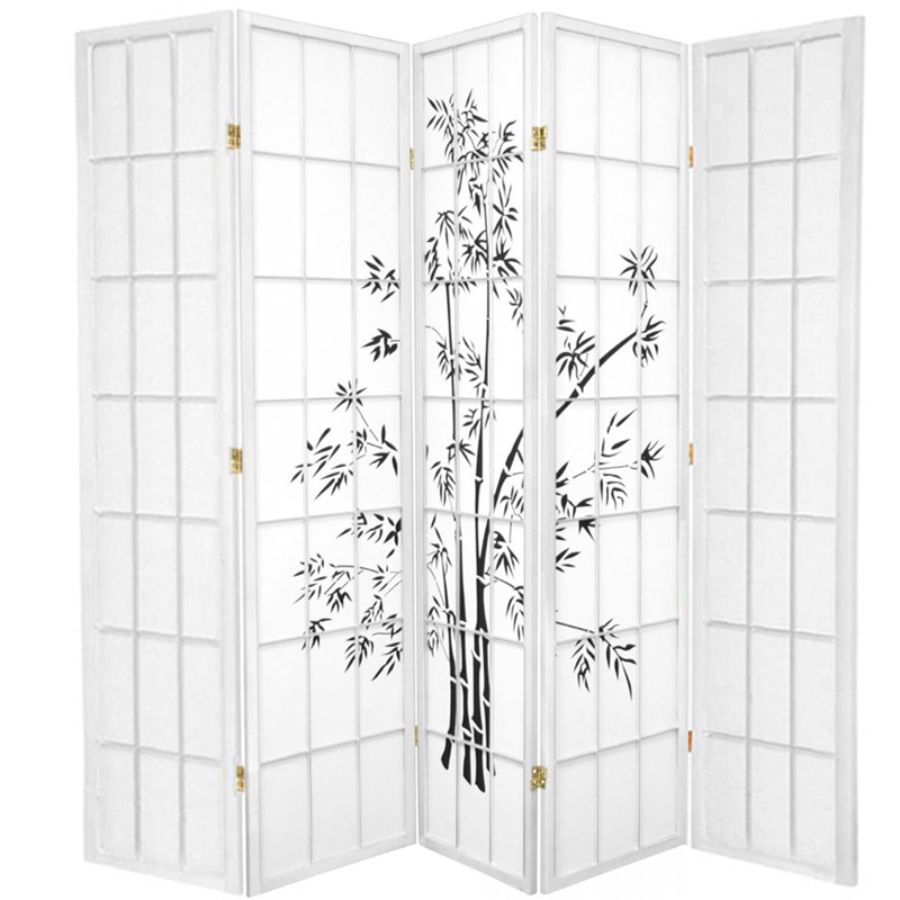 Zen Garden Room Divider Screen White 5 Panel