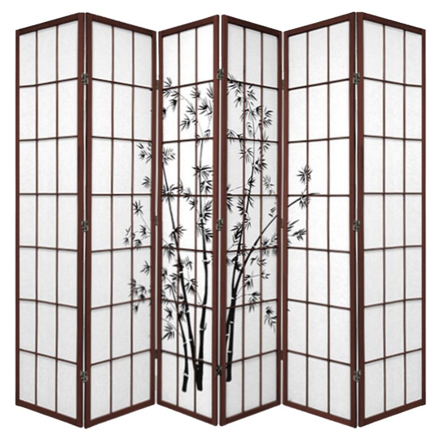 Zen Garden Room Divider Screen Brown 6 Panel