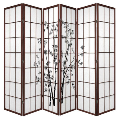 Zen Garden Room Divider Screen Brown 6 Panel