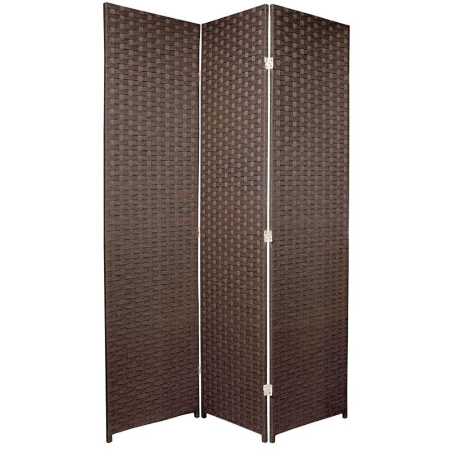 Woven Room Divider Screen Brown 3 Panel