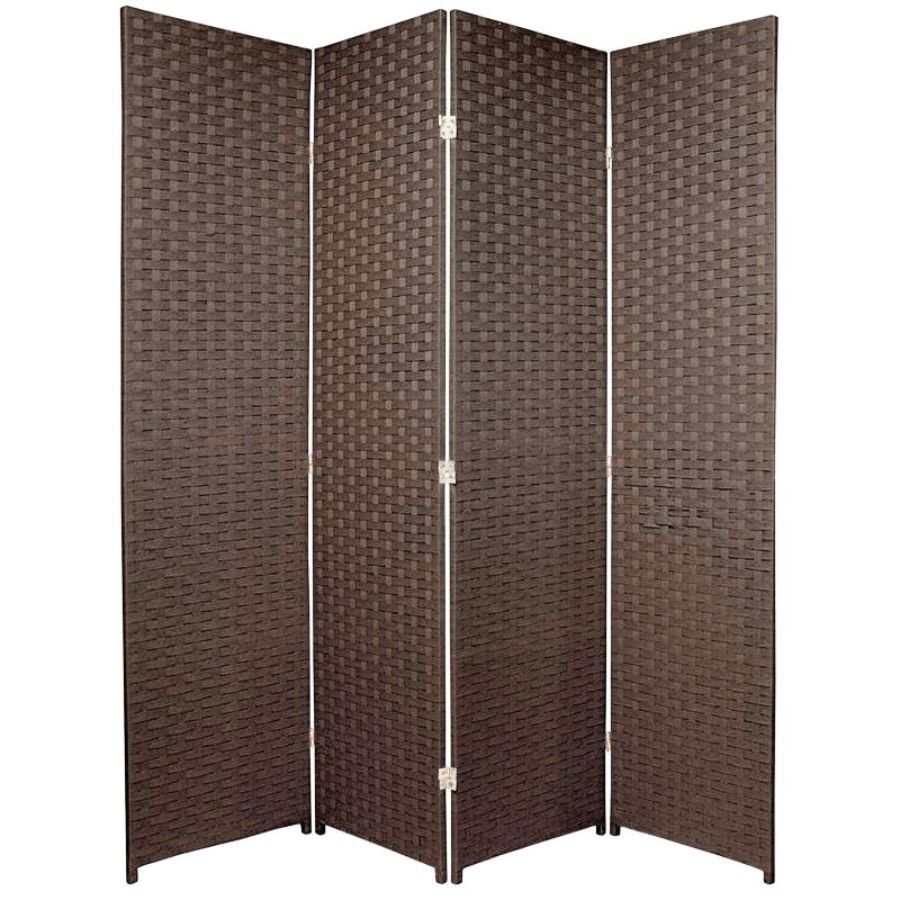 Woven Room Divider Screen Brown 4 Panel