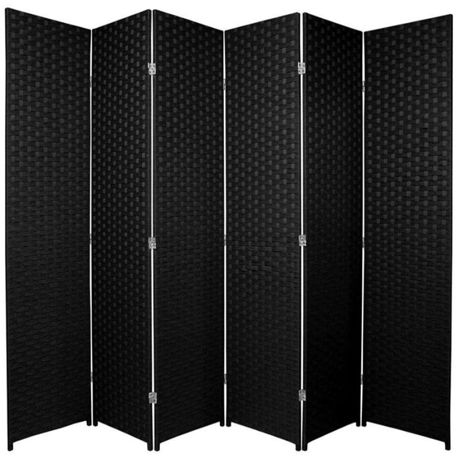 Woven Room Divider Screen Black 6 Panel